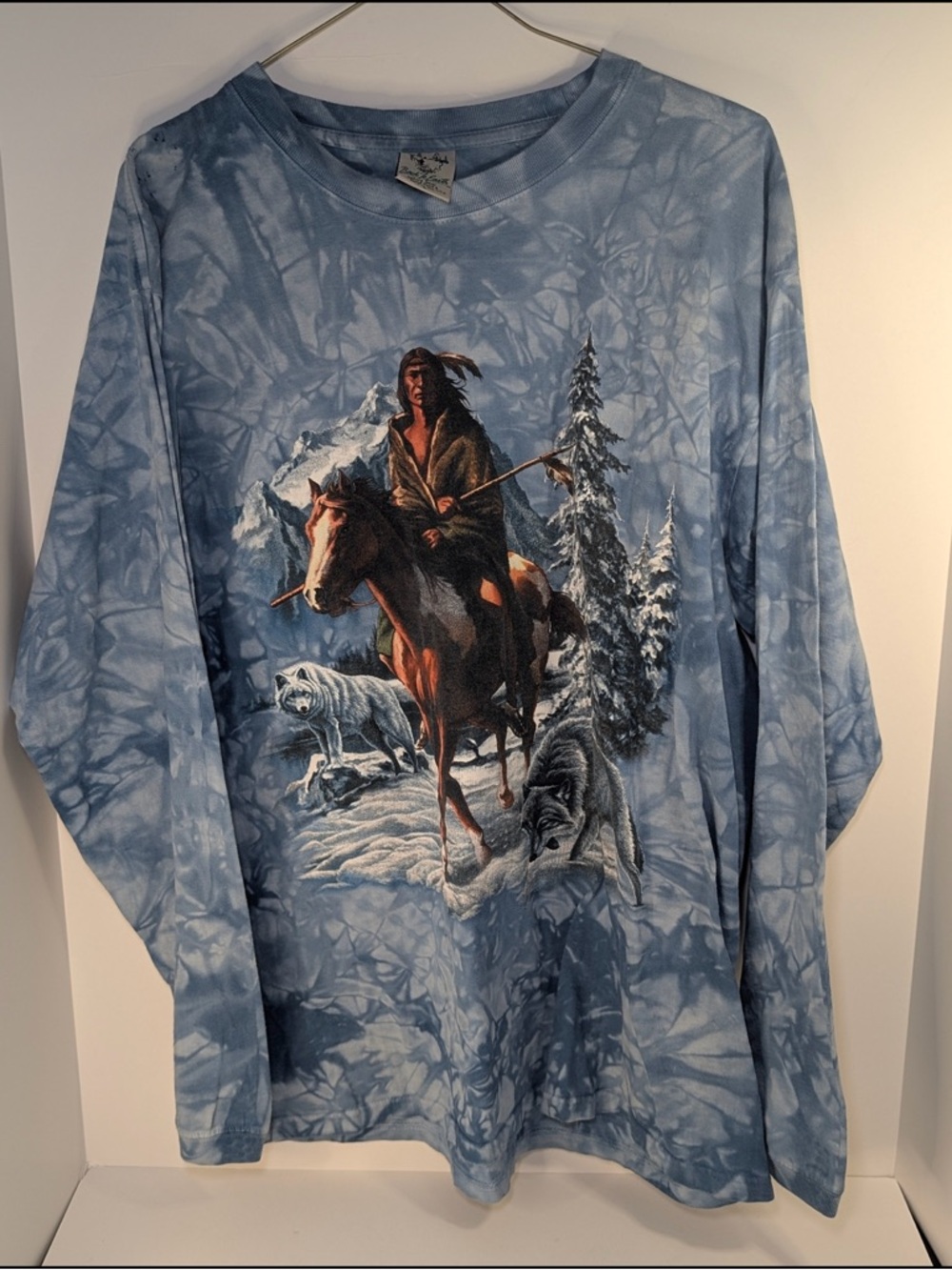 Men's Blue Tie-Dye Winter Graphic Sweater